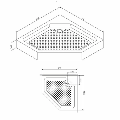Душевой поддон Damixa Skyline DX35WT-405-090MT 90х90
