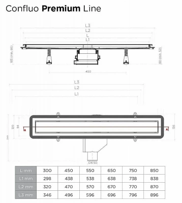 Душевой трап PESTAN Confluo Premium Line 850 матовый хром