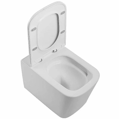 Унитаз SantiLine SL-5027 безободковый, слив торнадо, с крышкой микролифт, белый