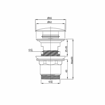 Донный клапан для раковины Vincea DPU-1B01BG брашированное золото