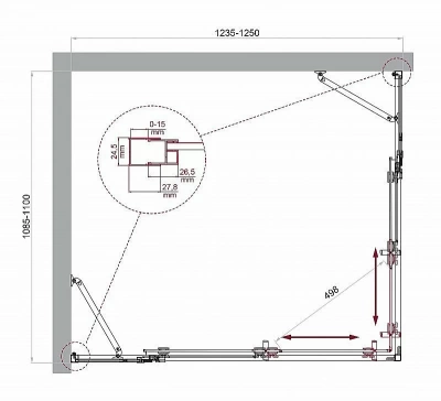 Душевой уголок BelBagno LUCE-AH-22 125х110 стекло прозрачное/профиль хром