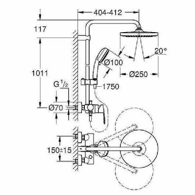 Душевая система Grohe Tempesta Cosmopolitan 250 26673000 хром