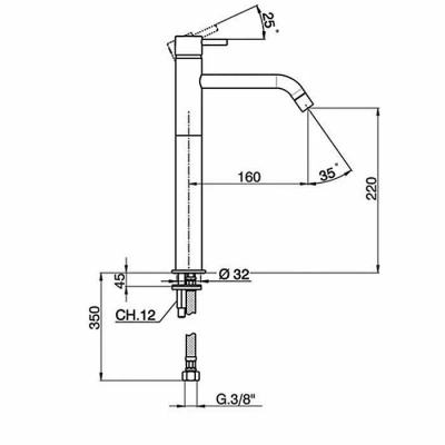 Смеситель для раковины Cisal LESS MINIMAL LM00354021 хром