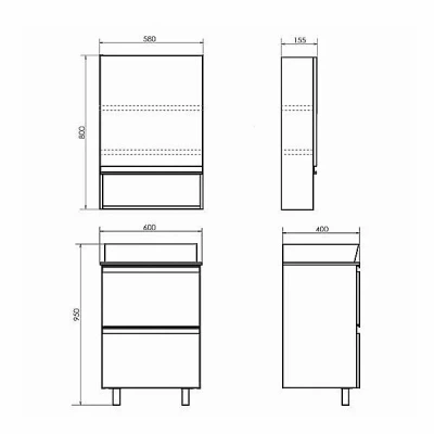 Тумба с раковиной Comforty Эдинбург 00-00004763 60 бетон светлый