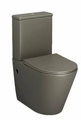 Унитаз Grossman Color GR-4480GSMS безободковый, с крышкой микролифт, с бачком, хаки матовый