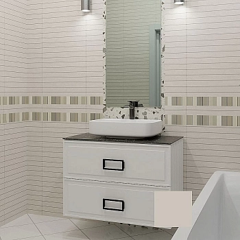 Тумба с раковиной La Fenice Cubo Twin 100 бежевая матовая, столешница черная/ручки черные