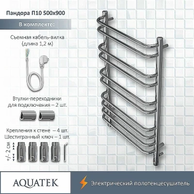 Полотенцесушитель Aquatek Пандора П10 50х90 AQ EL RPC1090CH хром