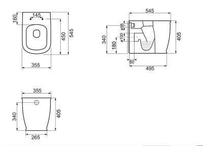 Унитаз приставной Belbagno Prado BB10150CB