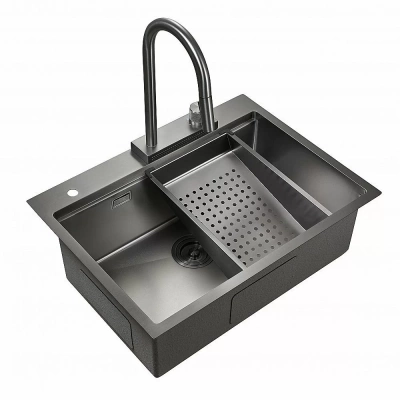 Мойка кухонная Milacio Denia 68 Steel MC.77419 вороненая сталь