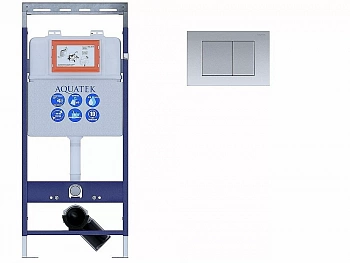 Инсталляция для унитаза Aquatek Easy Fix INS-0000009 с кнопкой KDI-0000011 хром матовый