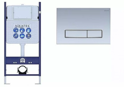 Инсталляция для унитаза Aquatek ECO Standart INS-0000014 с кнопкой KDI-0000027 никель