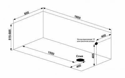 Ванна акриловая BAS Бали 180x80 без каркаса