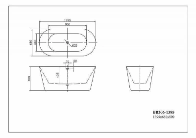 Акриловая ванна BelBagno BB306 140х68
