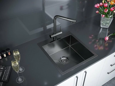 Мойка кухонная Paulmark FAVOR PM214551-GM вороненая сталь