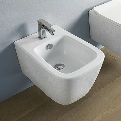 Биде подвесное Artceram A16 ASB001 01 86*1 белый глянцевый/декор Cementina