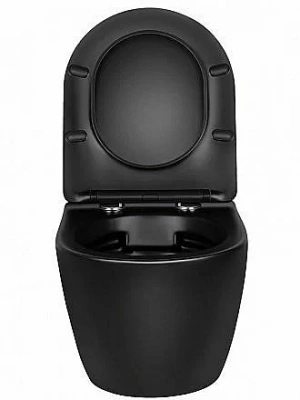 Унитаз подвесной Vincea Globo VT1-14SMB безободковый, с крышкой микролифт, черный матовый