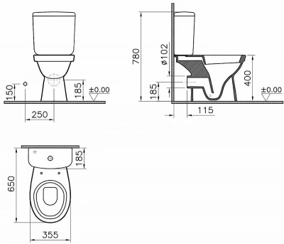 Унитаз напольный Vitra Norm Fit 9844B099-7200 с бачком, с крышкой микролифт, белый