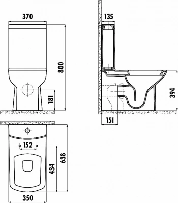 Унитаз напольный CREAVIT LARA LR360-11SI00E черный, с бачком