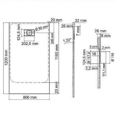 Душевой поддон WasserKRAFT Main 41T06 120х80