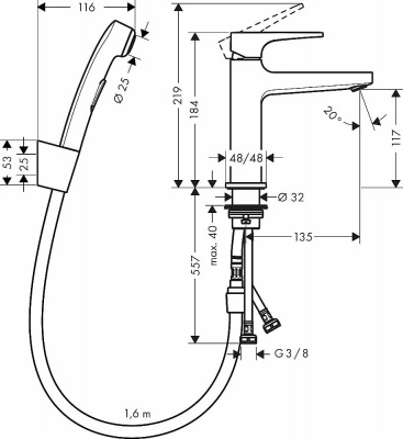 Смеситель для раковины Hansgrohe Metropol 110 74522000