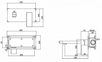 Смеситель для раковины Orange Lutz M04-722b черный
