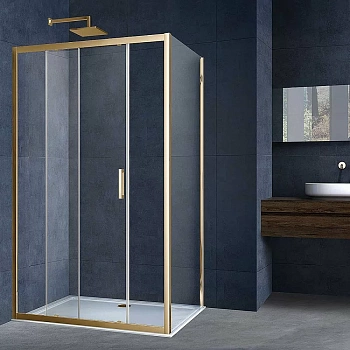 Душевой уголок Vincea Alpha VSR-3AL8013CLG 130x80 стекло прозрачное/профиль брашированное золото