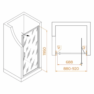 Душевая дверь RGW Stilvoll SV-05Gr 90 70320509-1510 стекло Ribbed (ребристое)/профиль серый