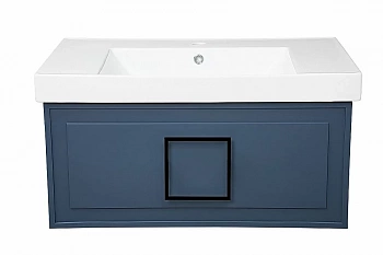 Тумба с раковиной LA FENICE Cubo Blu Grigio 80 синяя/ручка черная