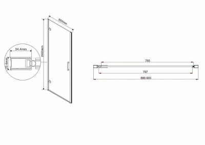 Душевая дверь Vincea FLEX VDP-1F 90 хром/прозрачное