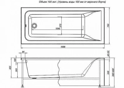 Ванна Aquanet Bright с г/м Sport 170x75 с к/с