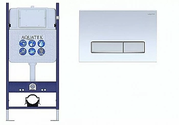 Инсталляция для унитаза Aquatek ECO Standart INS-0000014 с кнопкой KDI-0000030 белая/никель