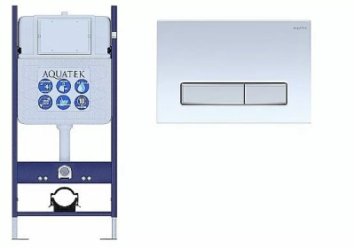 Инсталляция для унитаза Aquatek ECO Standart INS-0000014 с кнопкой KDI-0000030 белая/никель