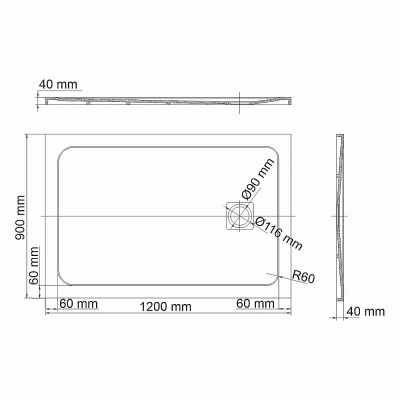 Душевой поддон WasserKRAFT Rhin 44T07 120х90