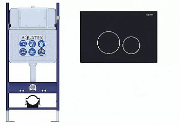 Инсталляция для унитаза Aquatek ECO Standart INS-0000014 с кнопкой KDI-0000020 черная матовая/хром