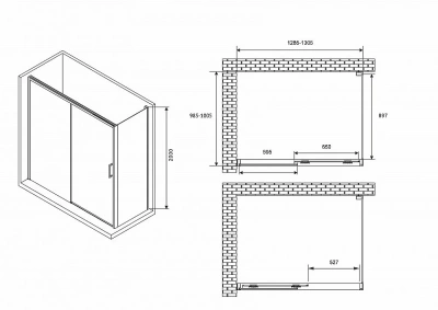Душевой уголок ABBER Komfort AG93130-S102 130х100 стекло прозрачное/профиль хром