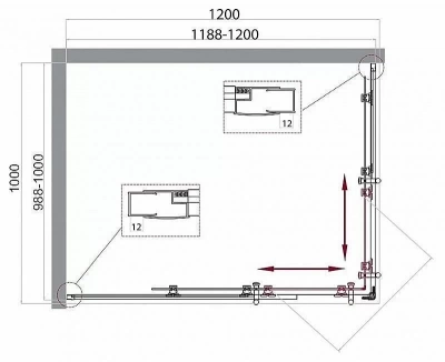 Душевой уголок BelBagno UNO 195-AH-2 120x100 прозрачный/хром