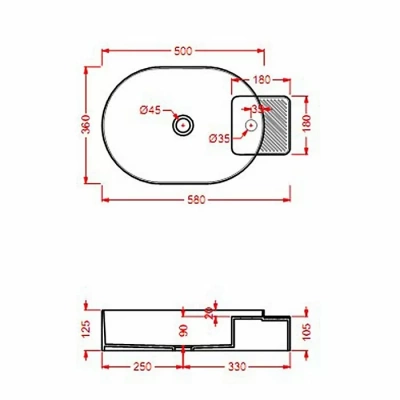 Раковина накладная Artceram CARTESIO 58 CAL001 34 00 серая