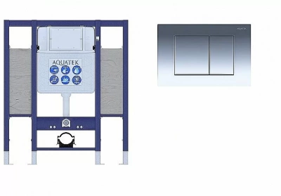 Инсталляция для унитаза Aquatek INS-0000015 с кнопкой KDI-0000010 хром глянцевый