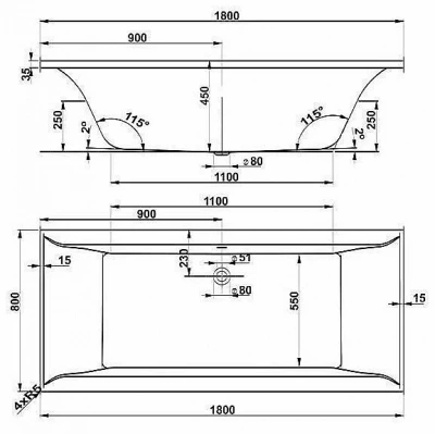 Ванна акриловая Vagnerplast Veronela 180x80