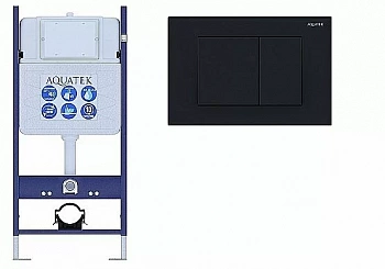 Инсталляция для унитаза Aquatek ECO Standart INS-0000014 с кнопкой KDI-0000012 черная матовая