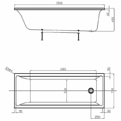 Ванна Aquatek Лайма 150х70 LAI150-0000001 белая
