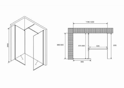 Душевое ограждение Abber Immer Offen AG67129B 120х90