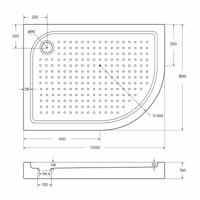 Душевой поддон Belbagno TRAY-BB-RH-100/80-550-15-W 100х80 белый
