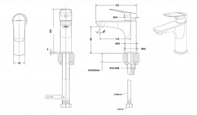 Смеситель для раковины Bravat Rhein F1429564BW-9-ENG