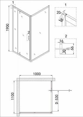Душевой уголок Niagara Nova NG-43-11AG-NG-A100G 110x100