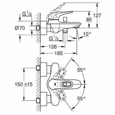 Смеситель для ванны Grohe Eurostyle New 33591LS3 белый