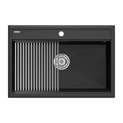 Кухонная мойка Paulmark STEPIA 80 + ролл-мат STEP PM117551-AN+R375-BS антрацит