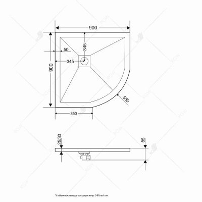 Душевой поддон RGW ST/R-G Stone Tray 16153099-02 90x90 графит
