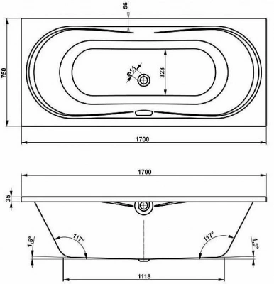 Ванна акриловая Vagnerplast Briana 170x75