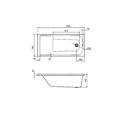 Ванна акриловая Santek Фиджи 160x75 1.WH50.1.597 белая